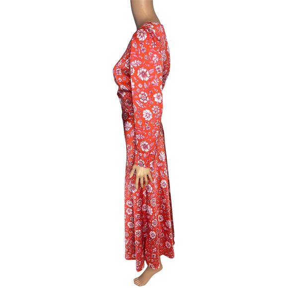 J. Crew Featherweight satin midi Dress size 6 Poppy fields Glam Floral Formal - Picture 3 of 13